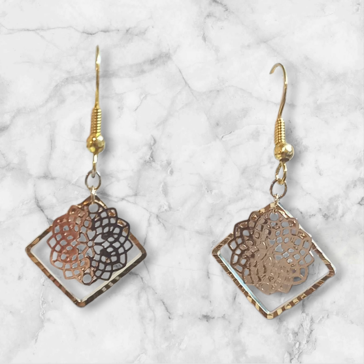 Lace flower Square Flame Earring