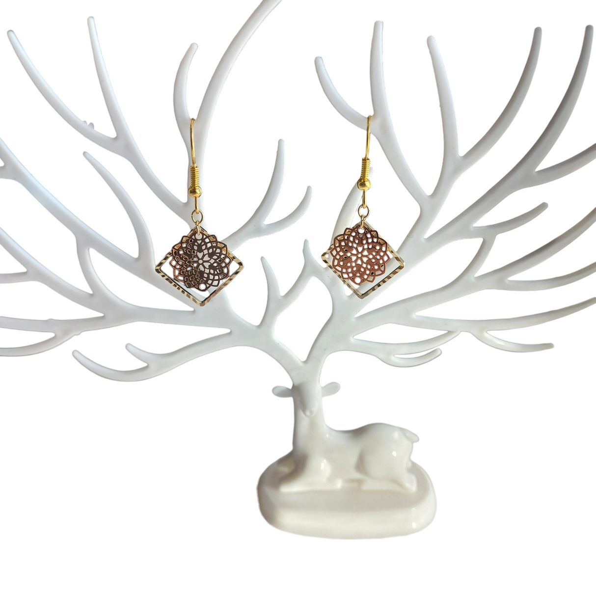Lace flower Square Flame Earring
