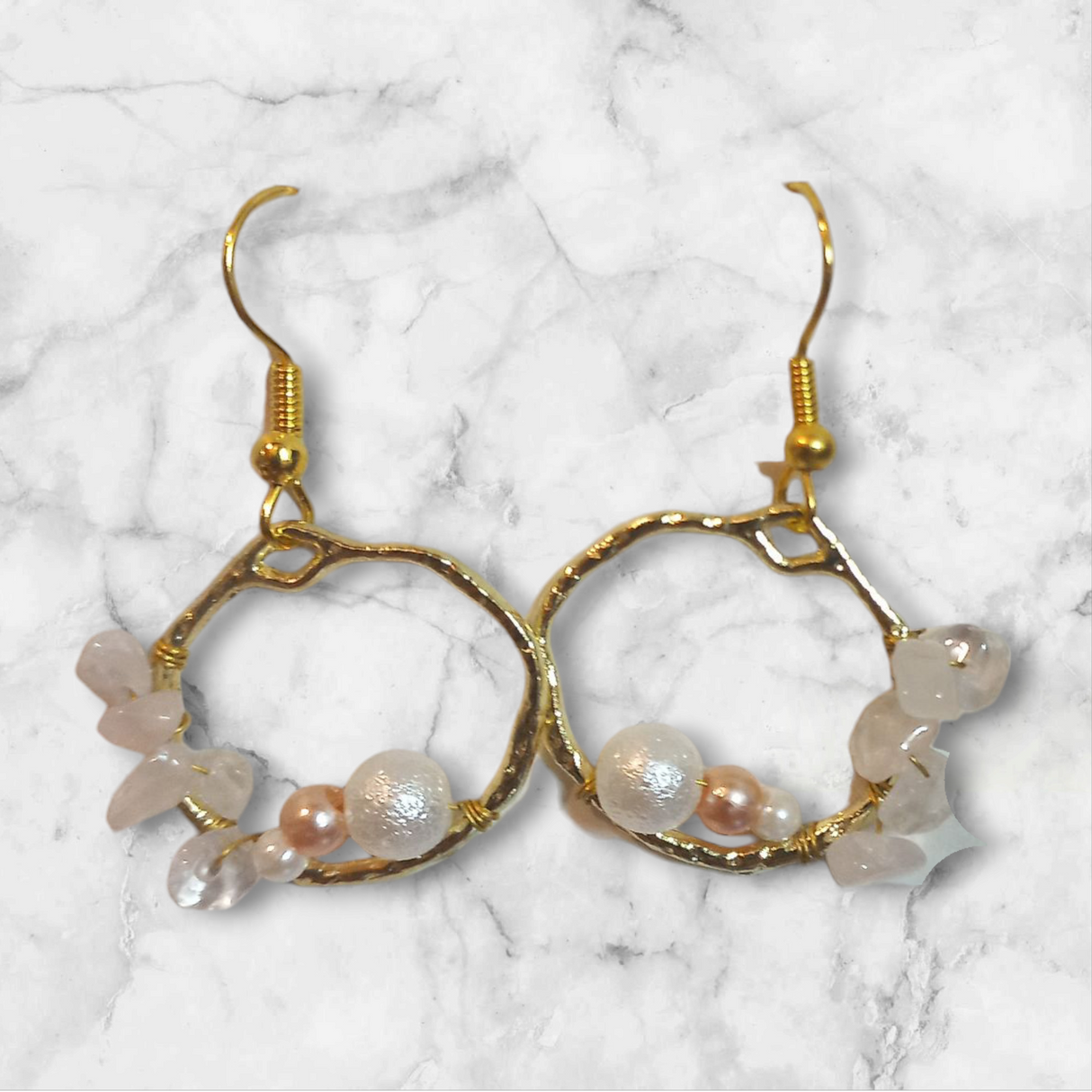 Gold-Tone Hoop Earrings with Pearls and Gemstones