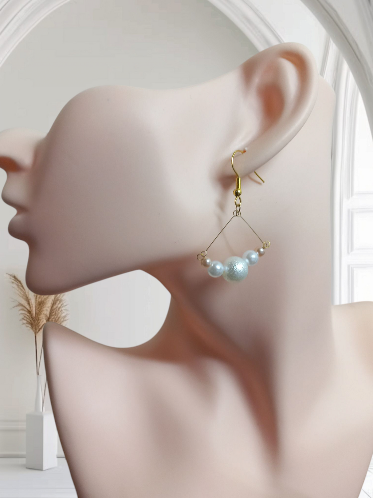 Triangle Pearl Earring