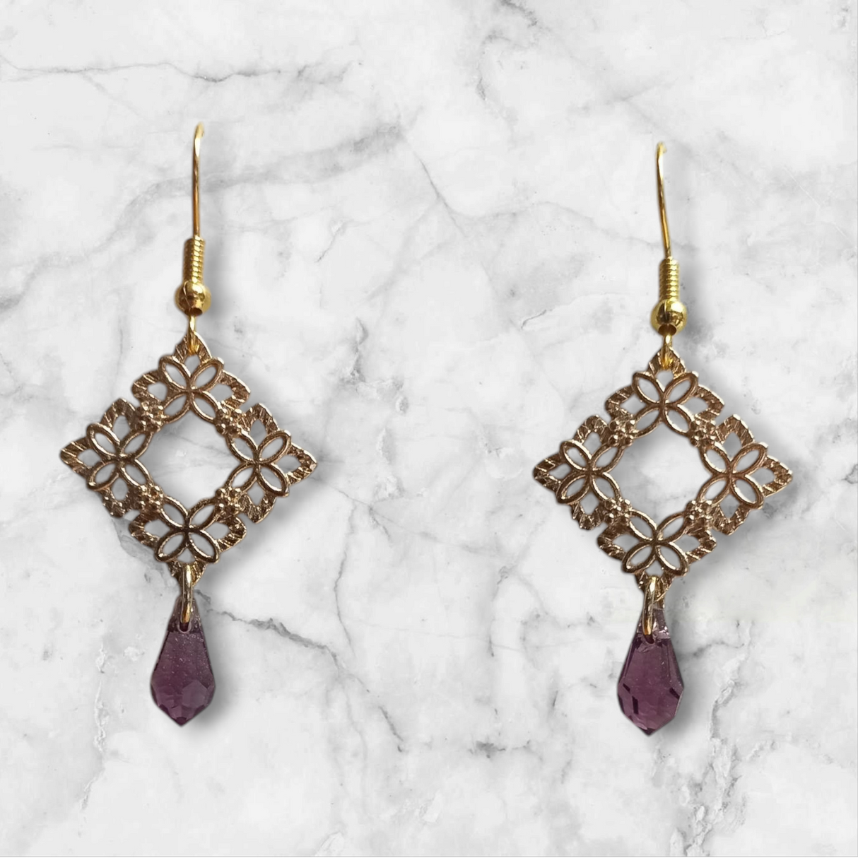Floral Lattice Clystal Earrings