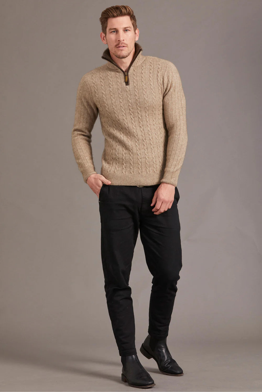 Cable Jersey With Contrast Trim