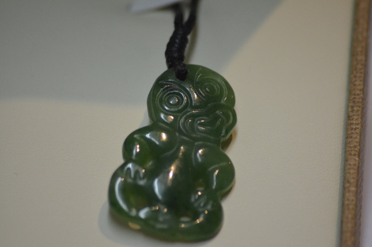 Genuine hand carved Hei Tiki Pounamu necklace