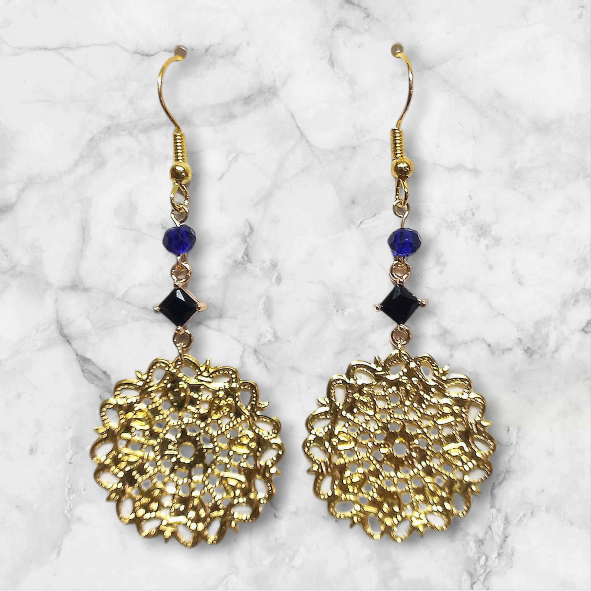 Gold Medallion Cubic Zirconia Earrings