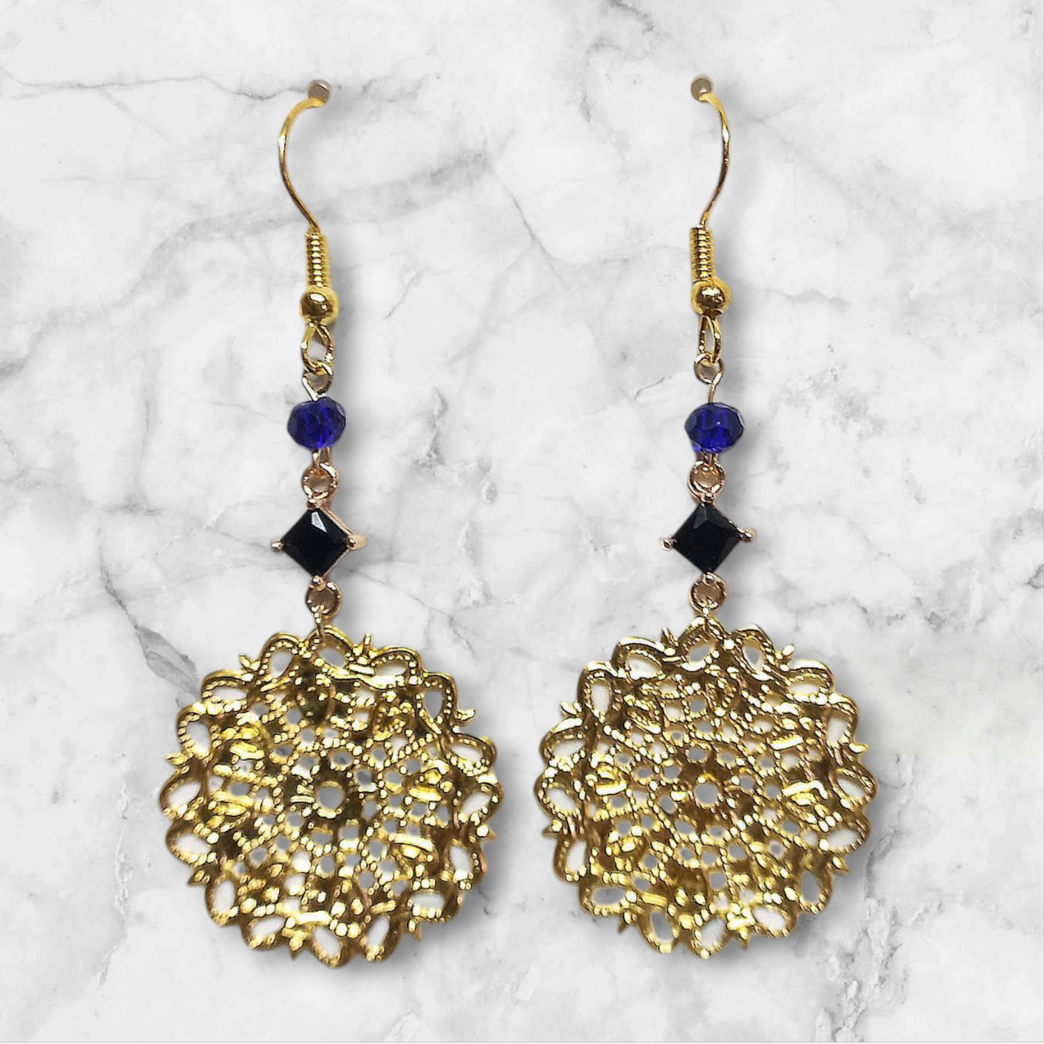Gold Medallion Cubic Zirconia Earrings