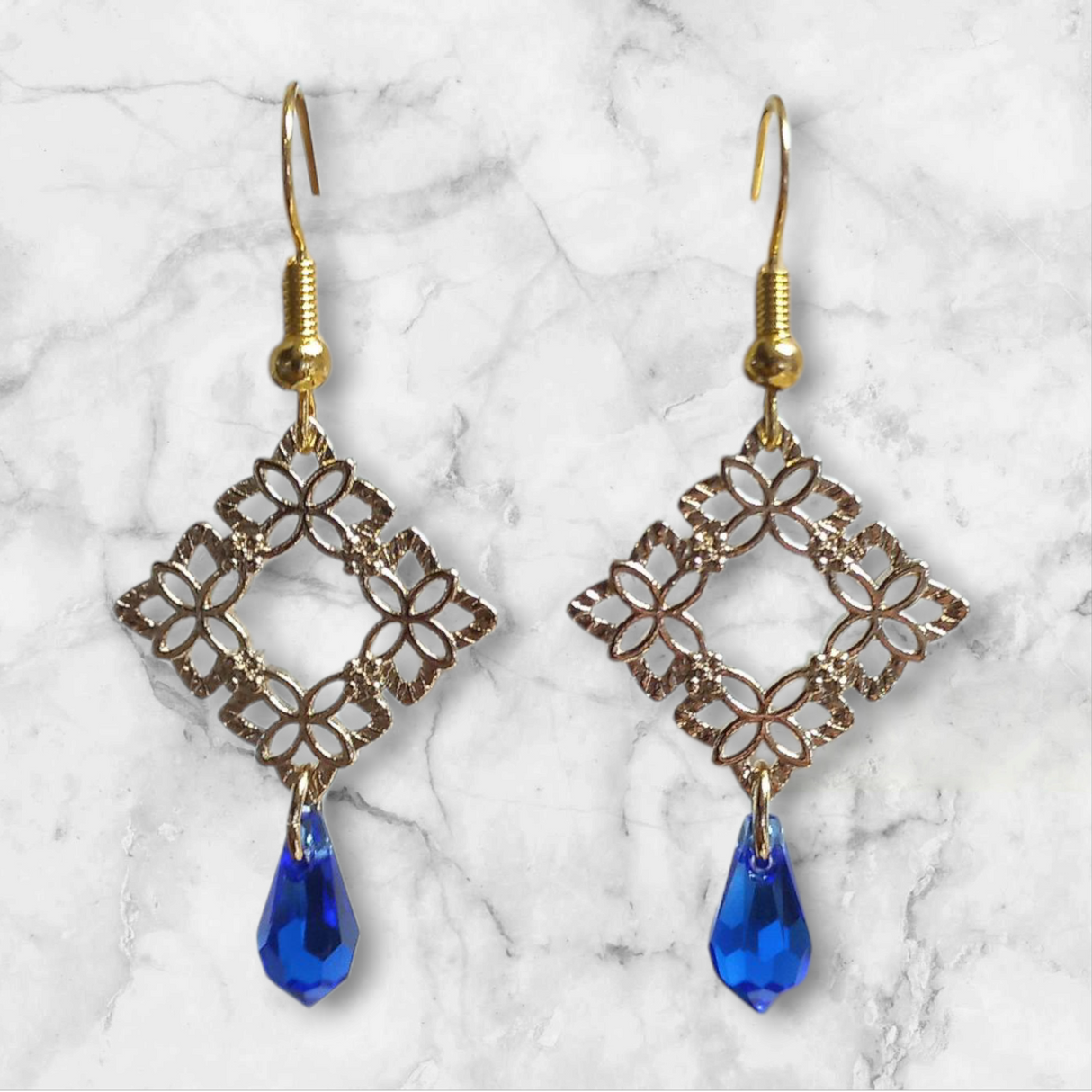 Floral Lattice Clystal Earrings