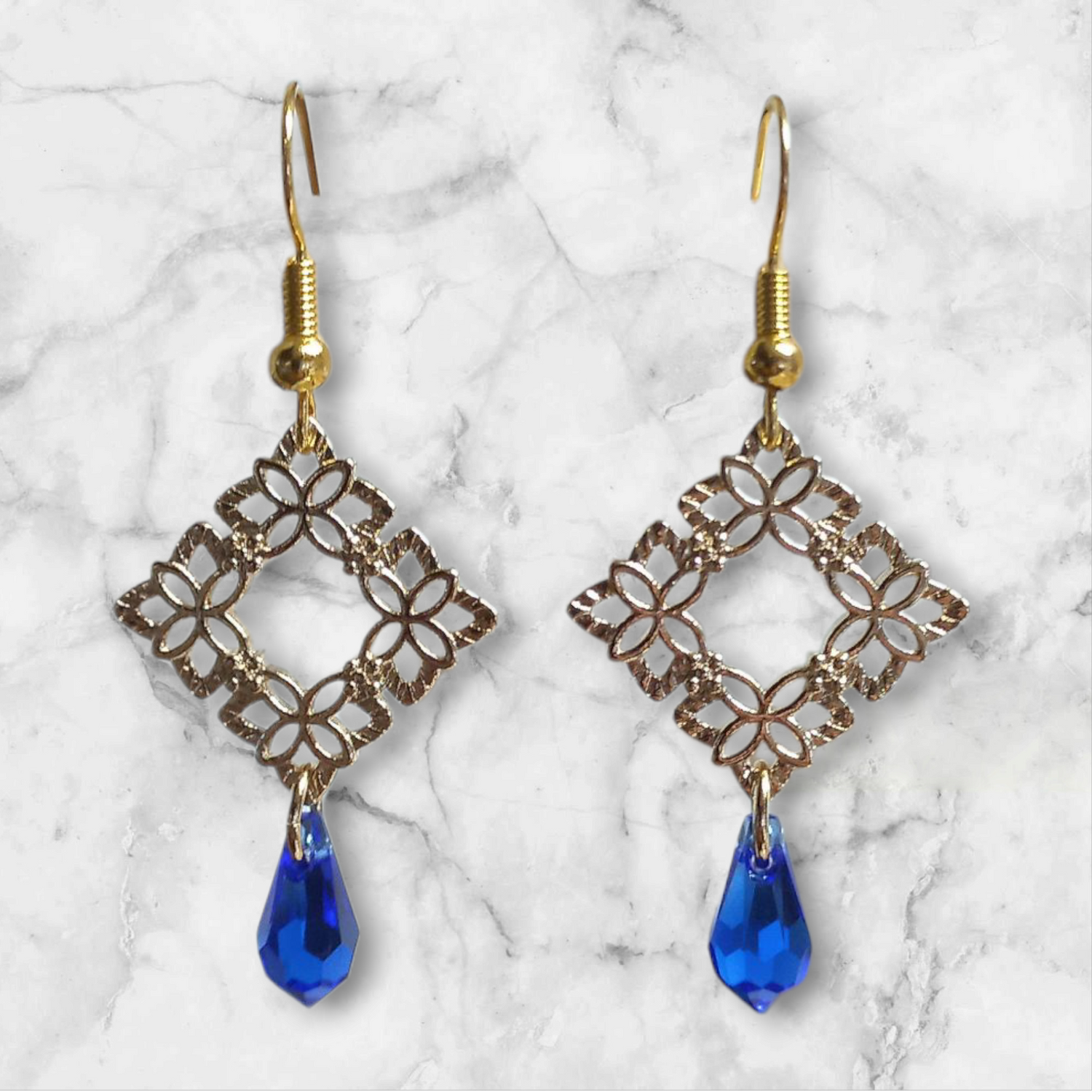 Floral Lattice Clystal Earrings