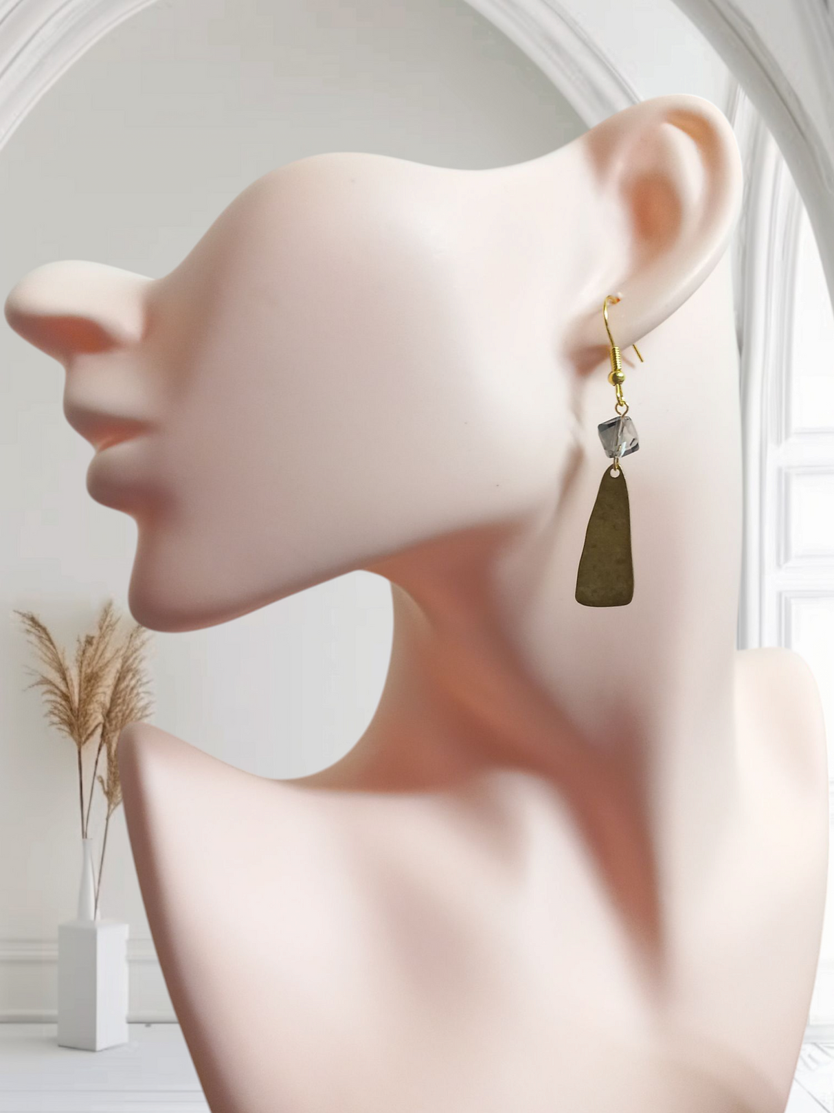 Hammered Plate Glass Cube Earrings
