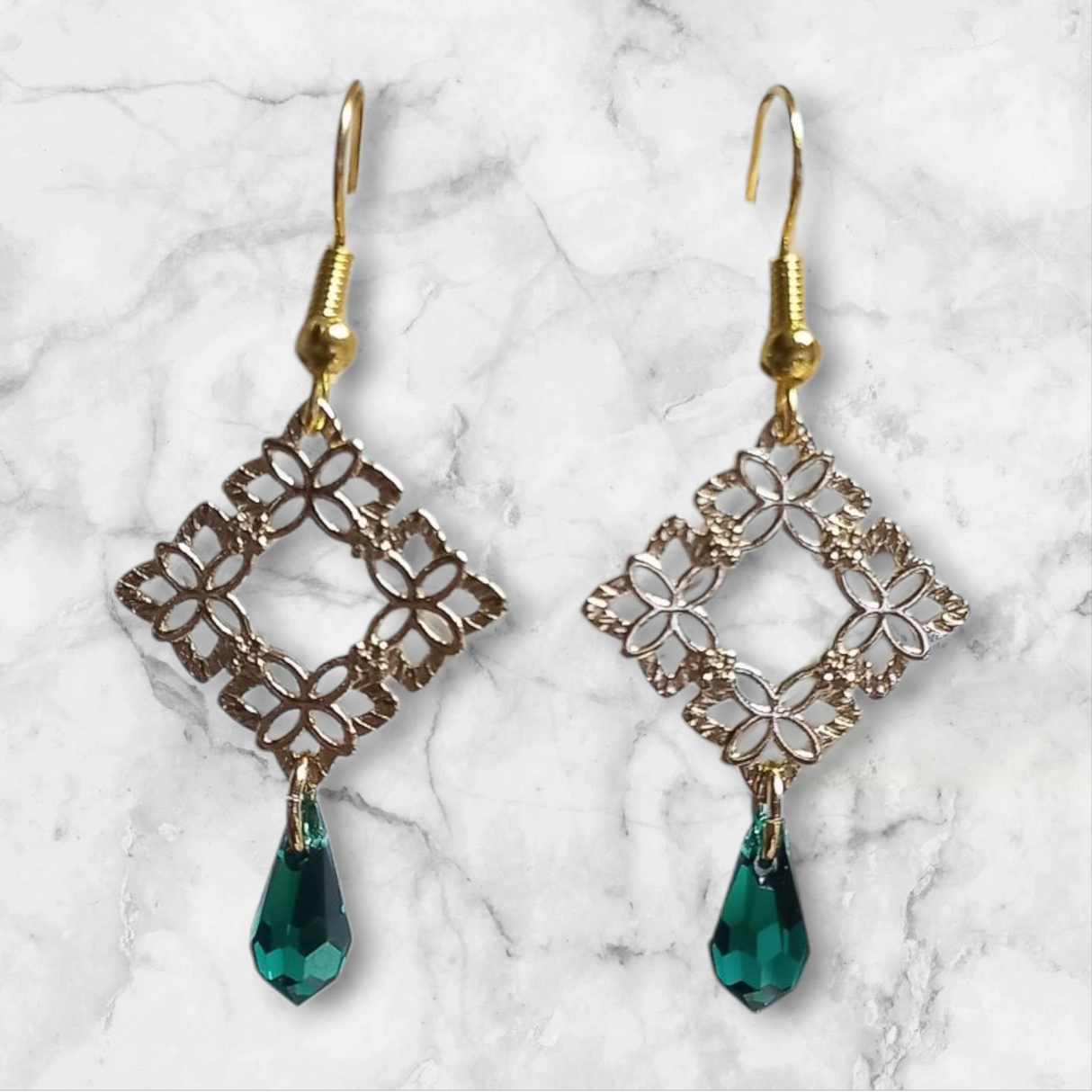 Floral Lattice Clystal Earrings
