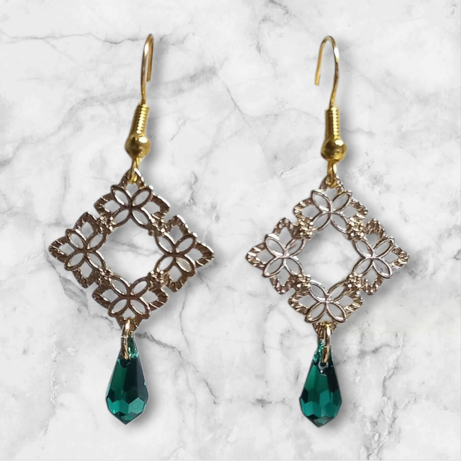 Floral Lattice Clystal Earrings