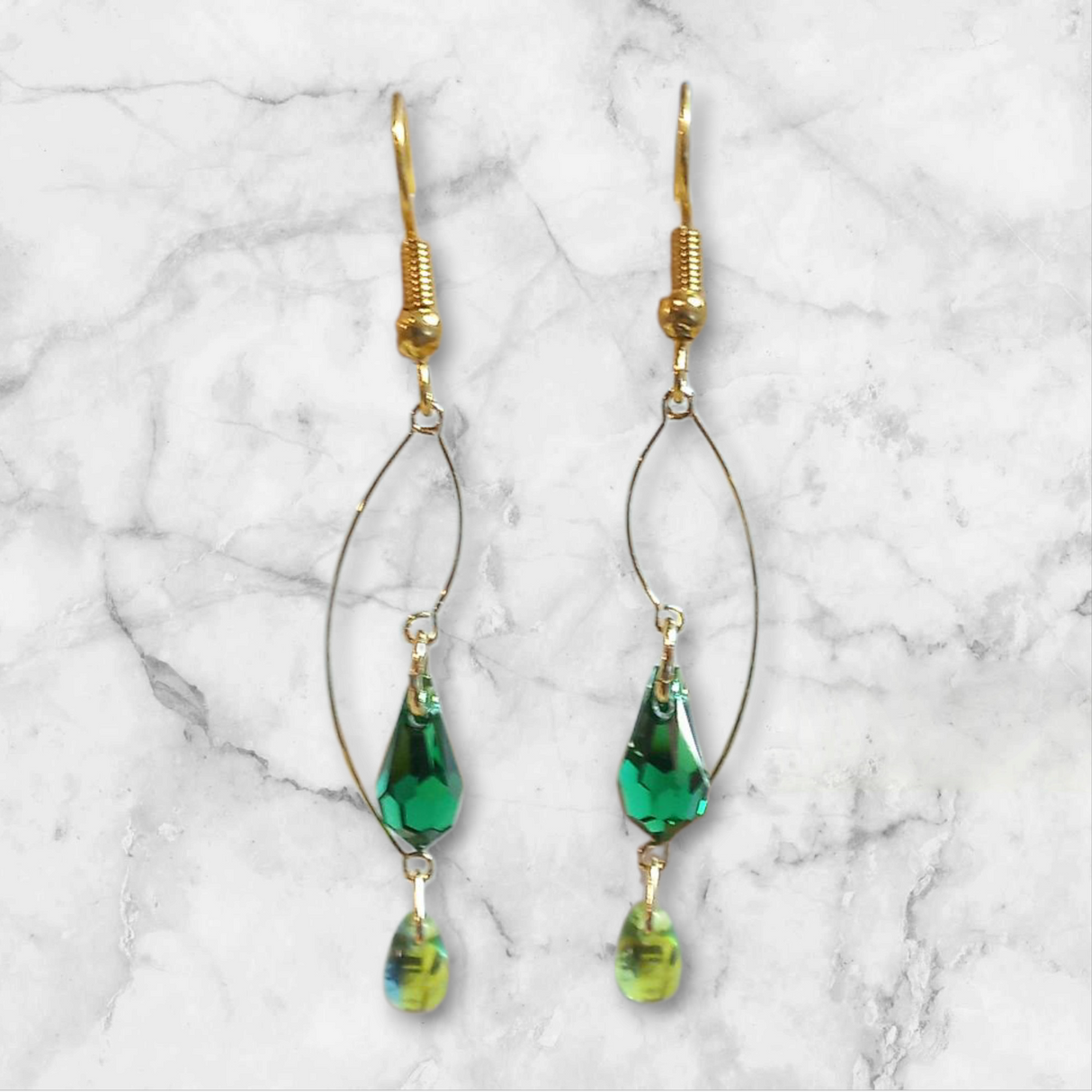 Wire Flame Double Crystal Earrings