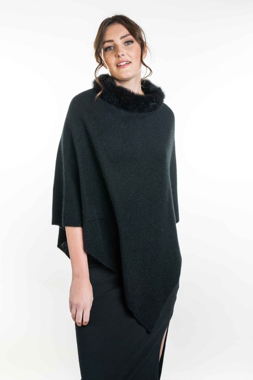 Fur Trim Poncho