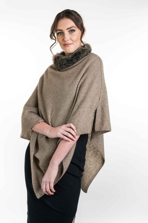 Fur Trim Poncho