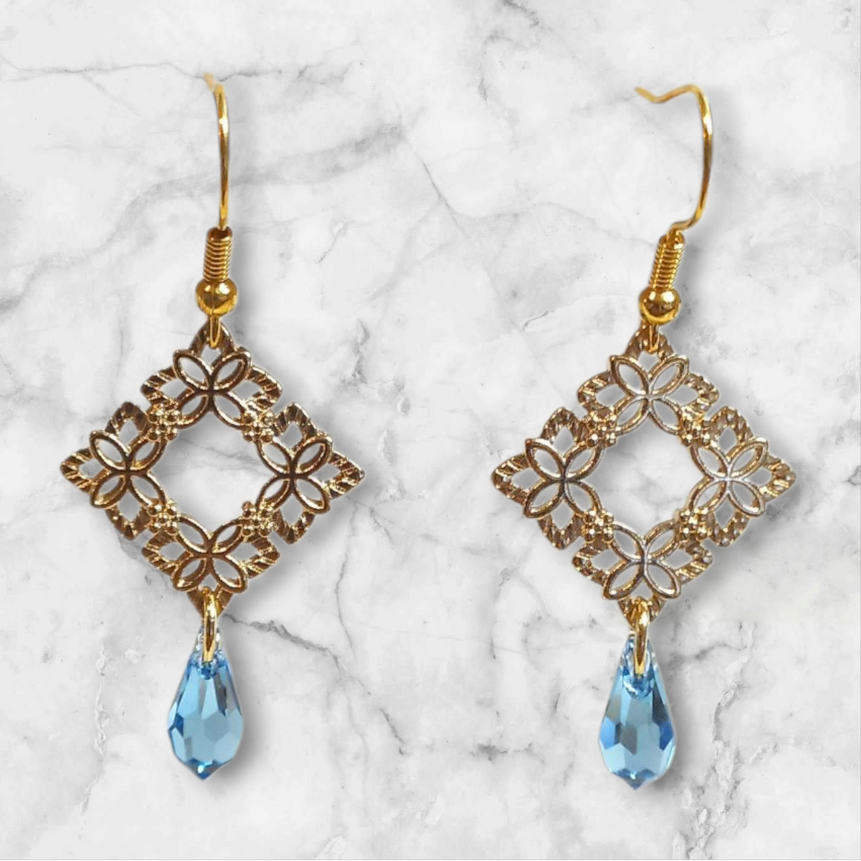 Floral Lattice Clystal Earrings