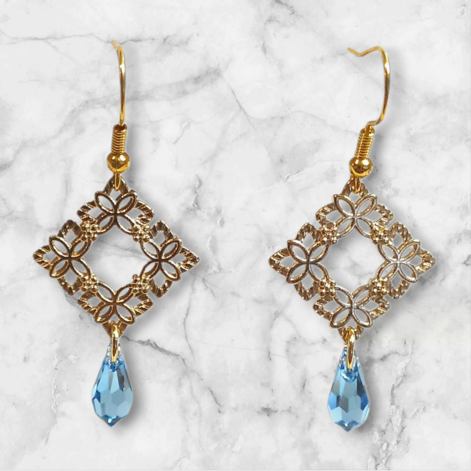 Floral Lattice Clystal Earrings