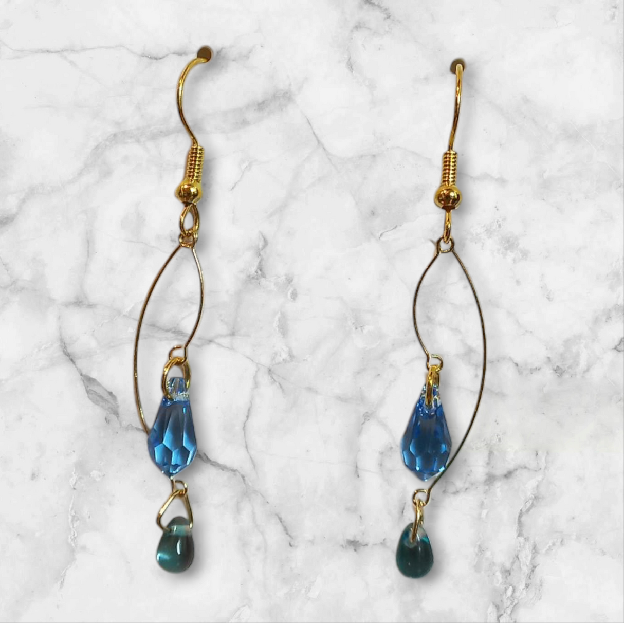 Wire Flame Double Crystal Earrings
