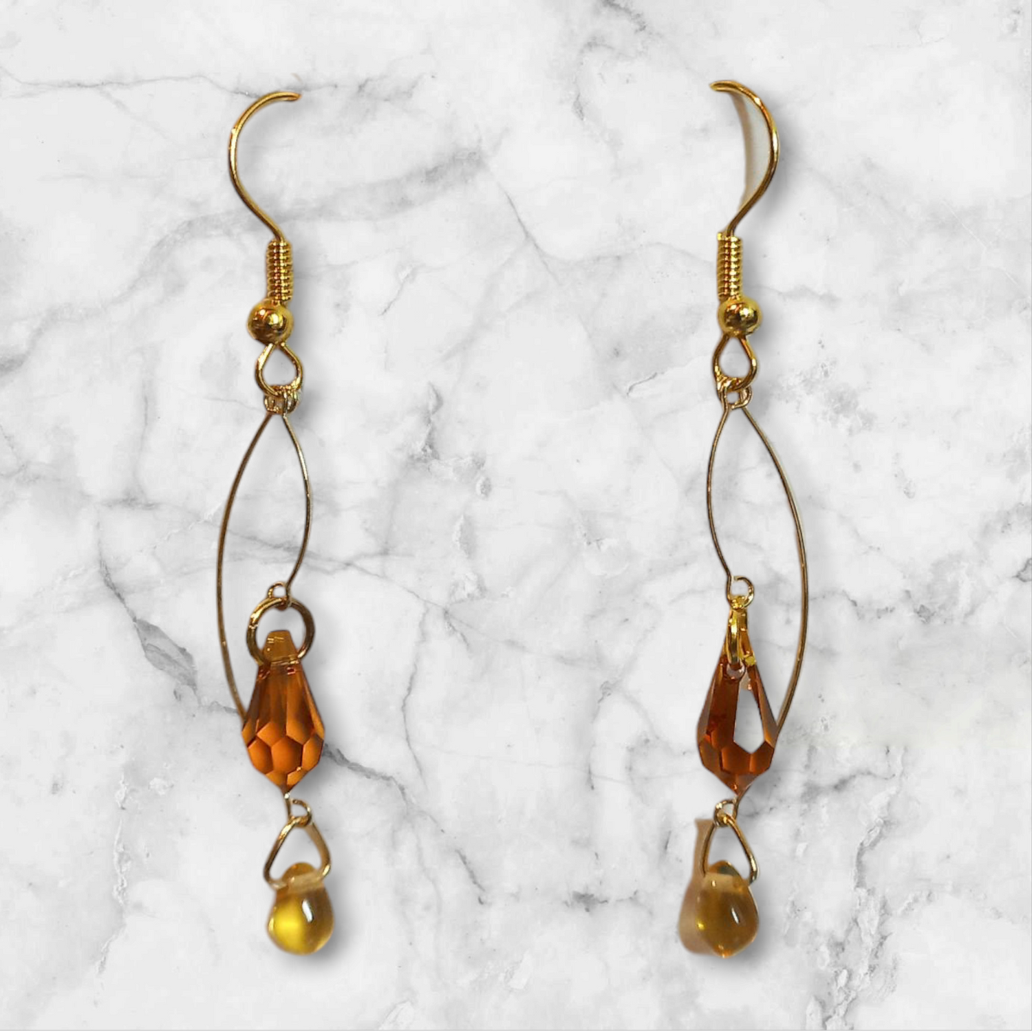 Wire Flame Double Crystal Earrings