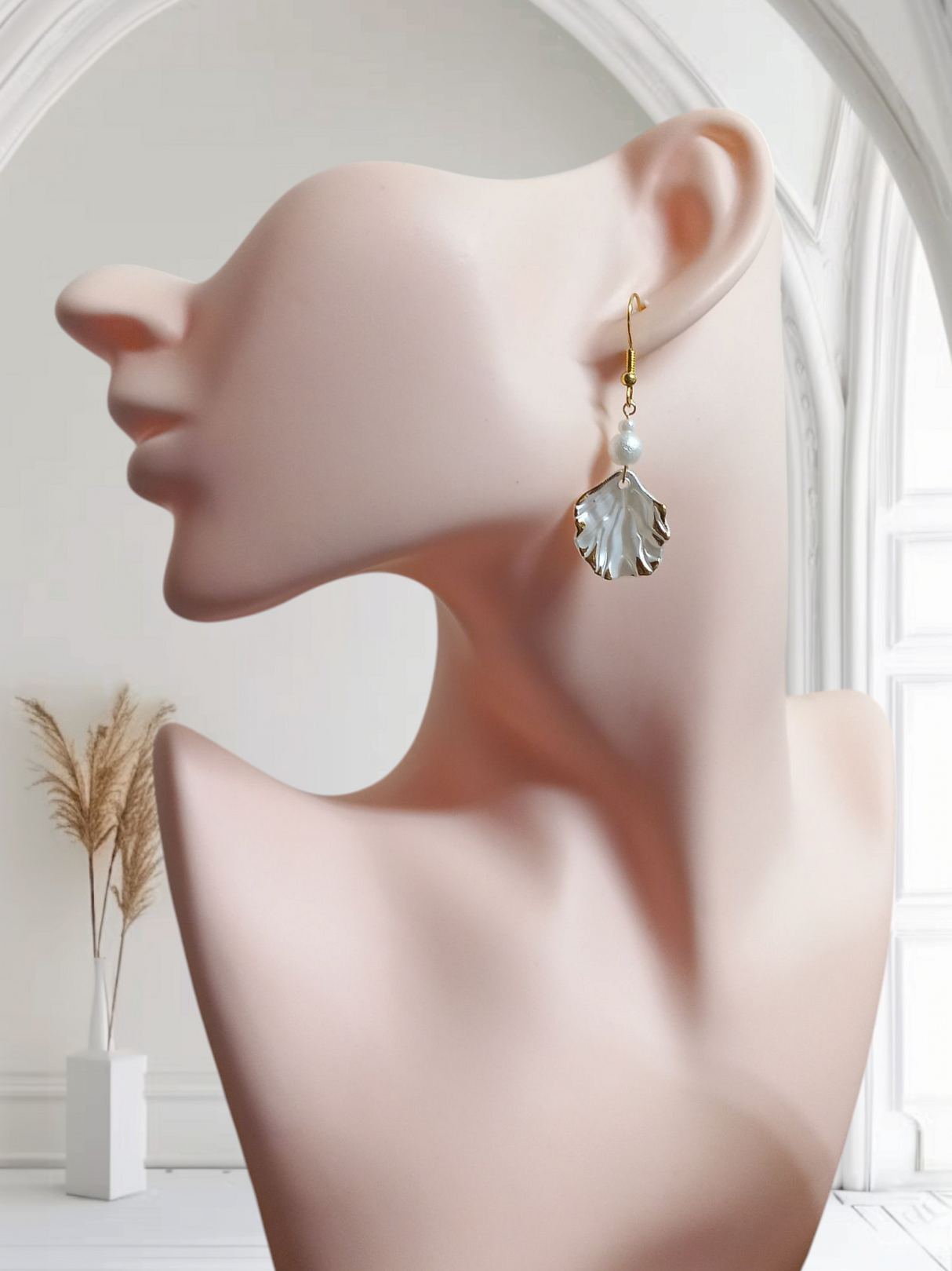 Pearl Petal Drop Earrings