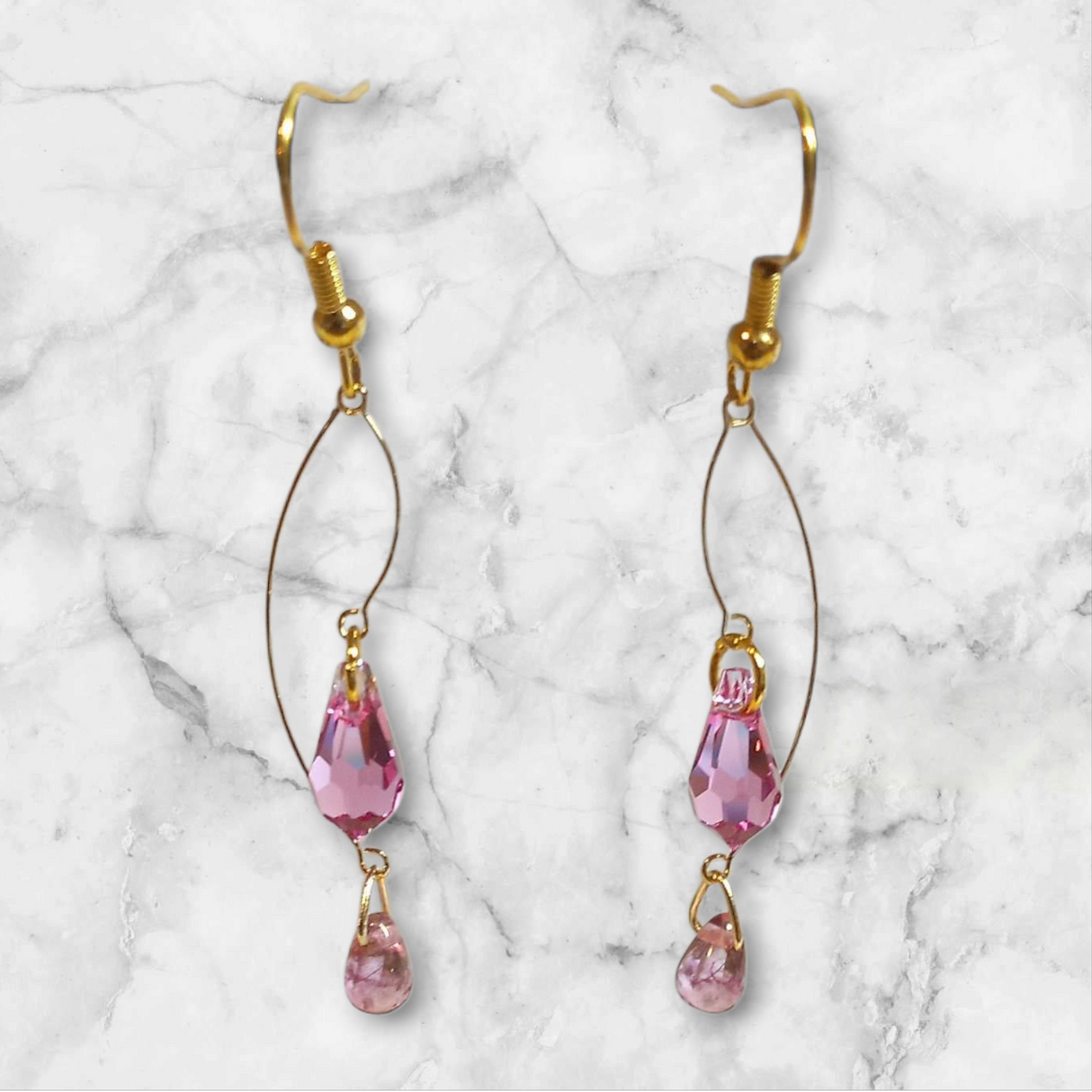 Wire Flame Double Crystal Earrings