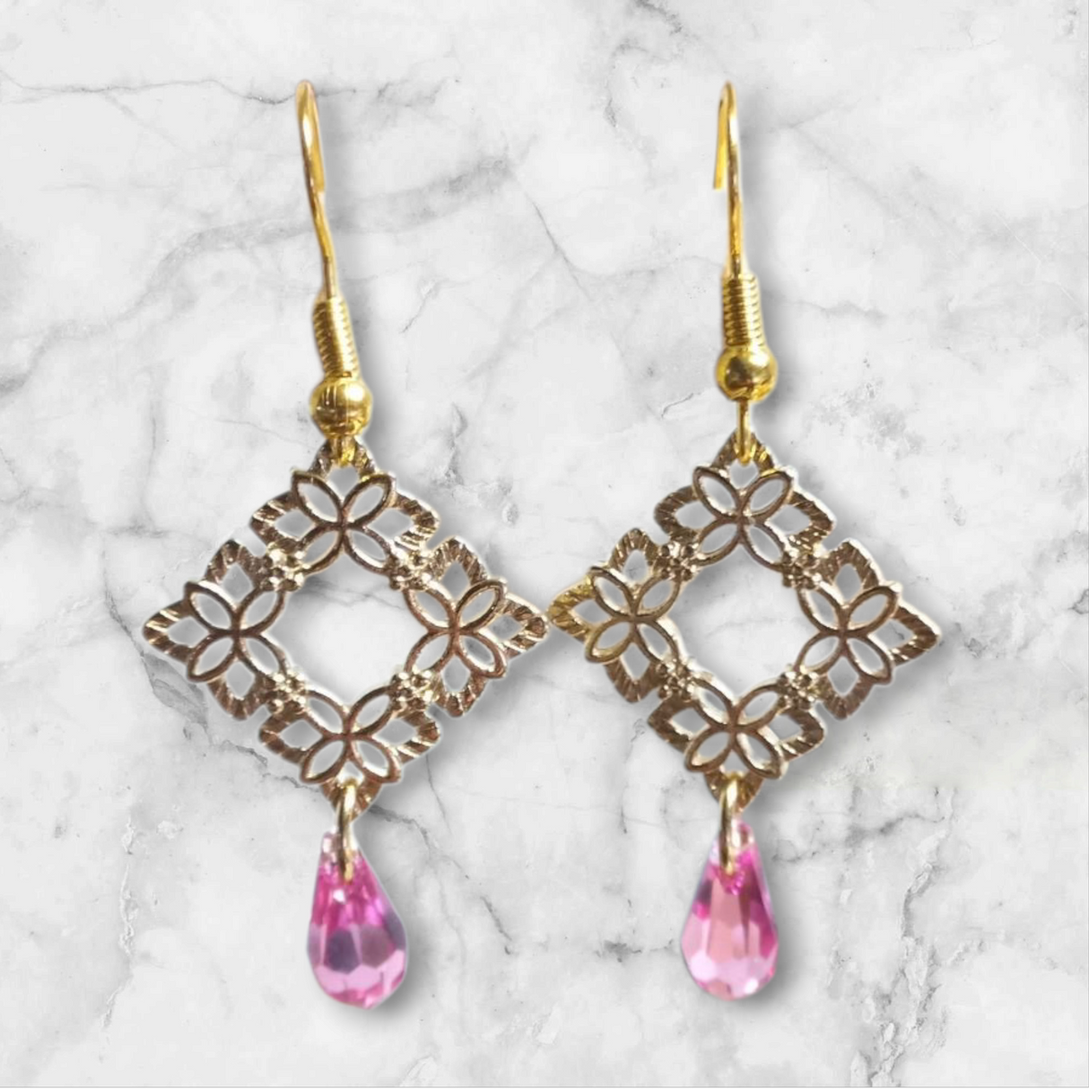 Floral Lattice Clystal Earrings