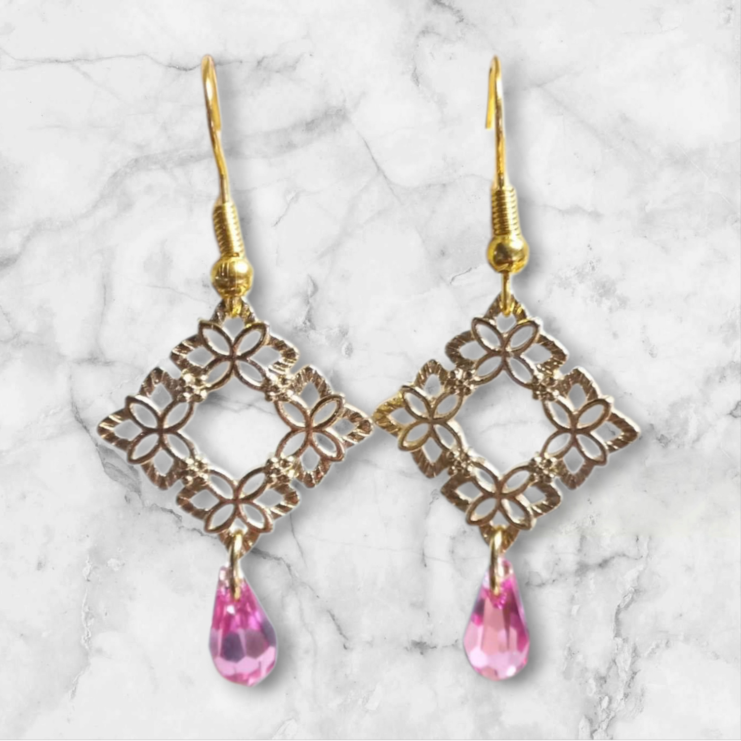 Floral Lattice Clystal Earrings