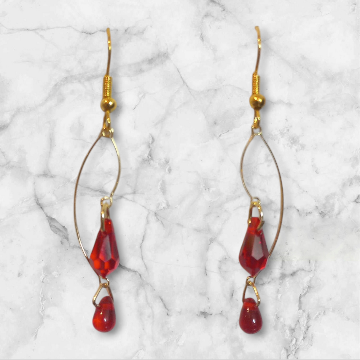 Wire Flame Double Crystal Earrings