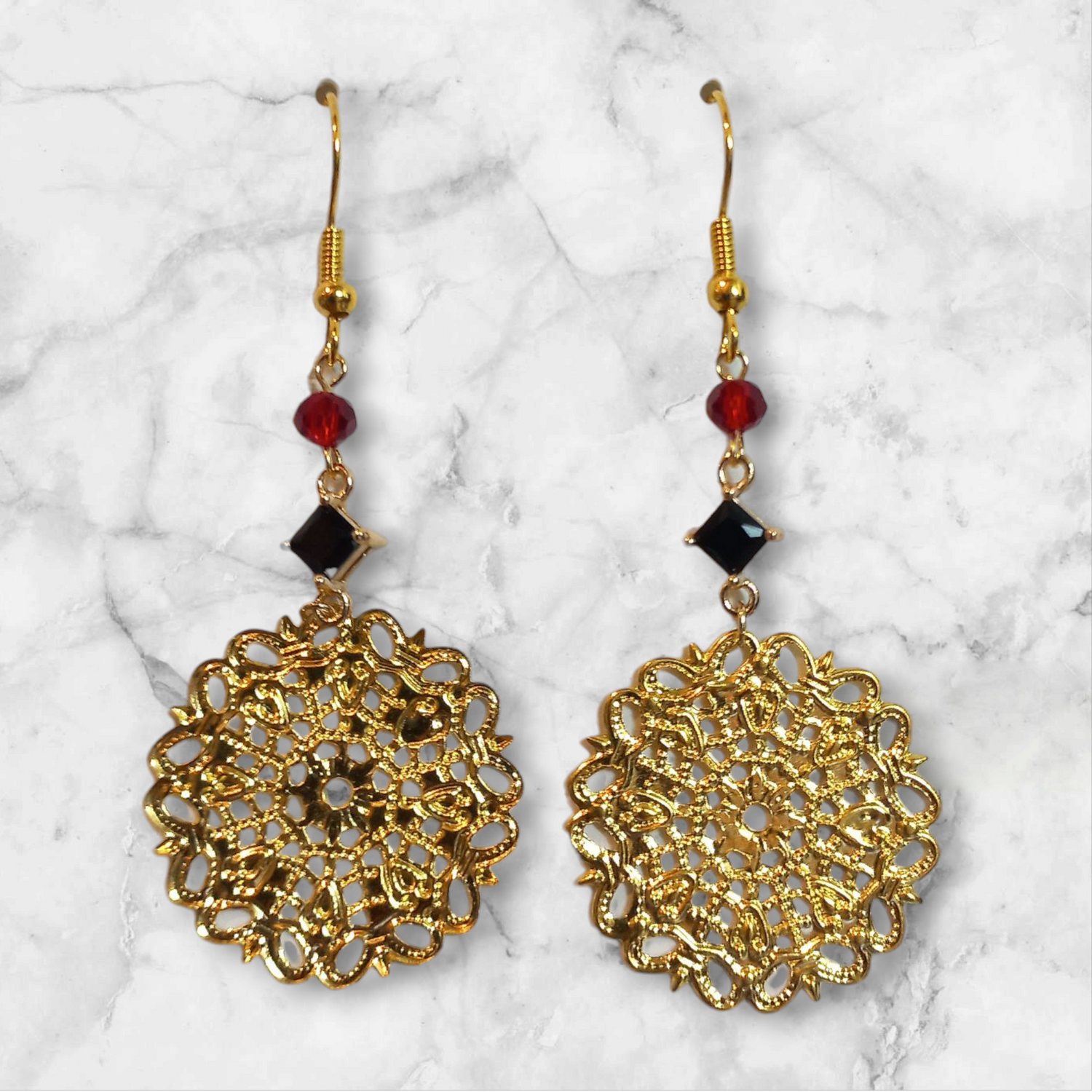 Gold Medallion Cubic Zirconia Earrings