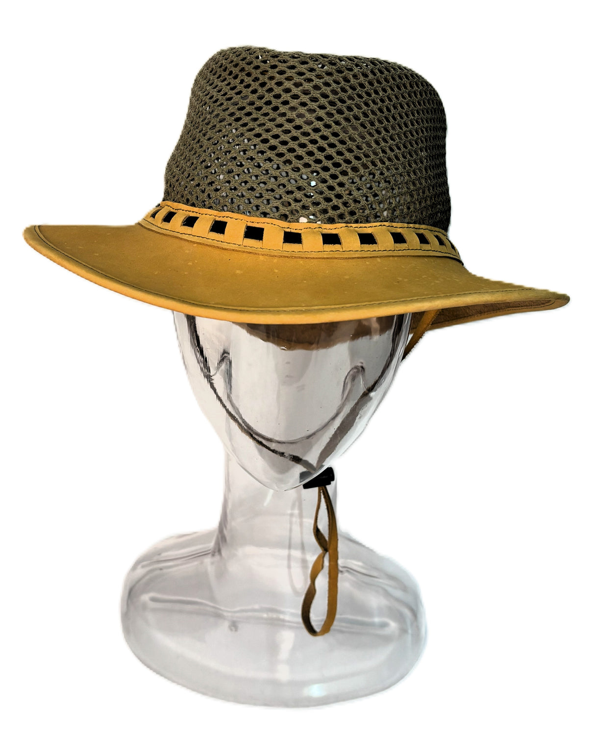 Suede Leather Mesh Hat