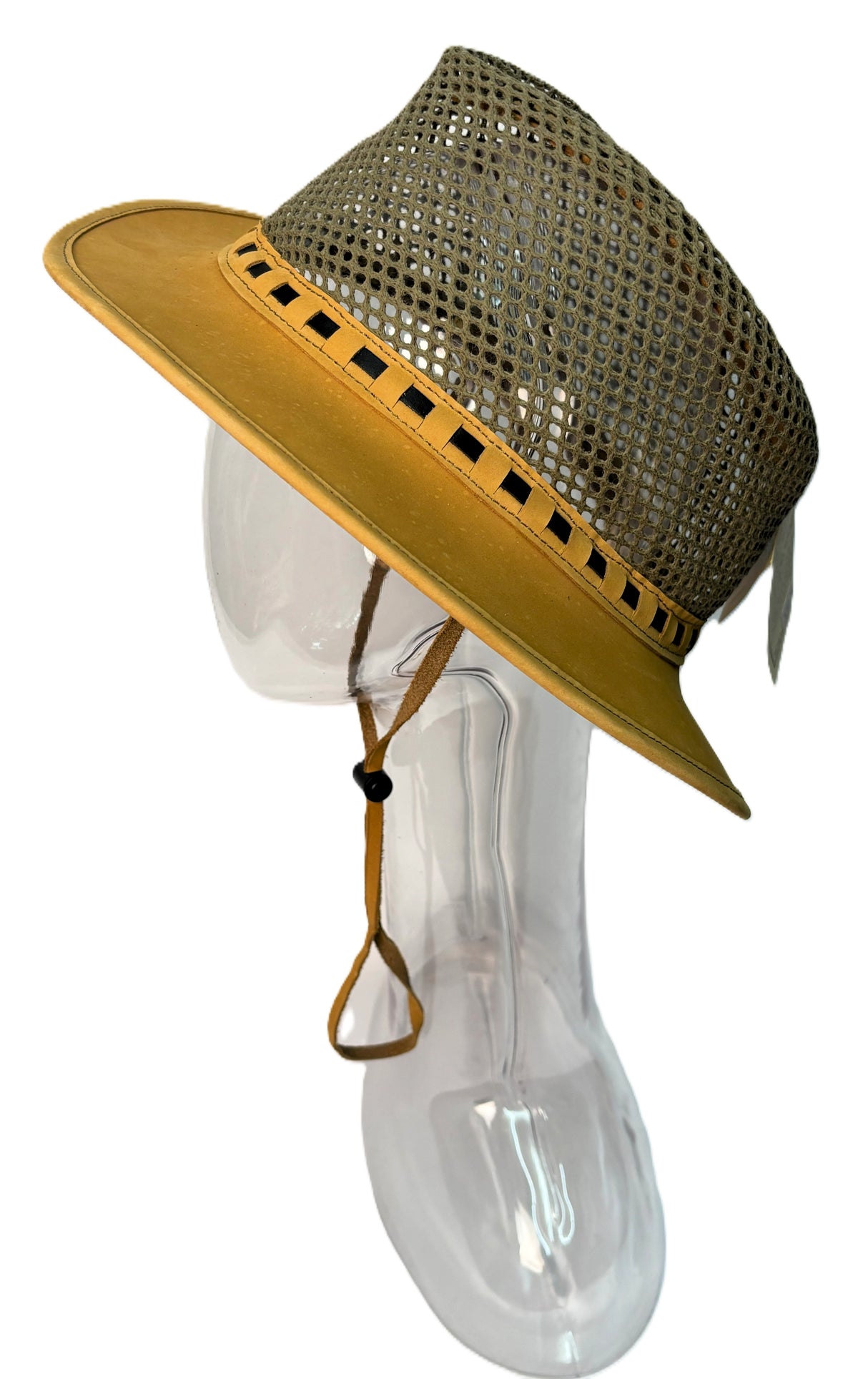 Suede Leather Mesh Hat