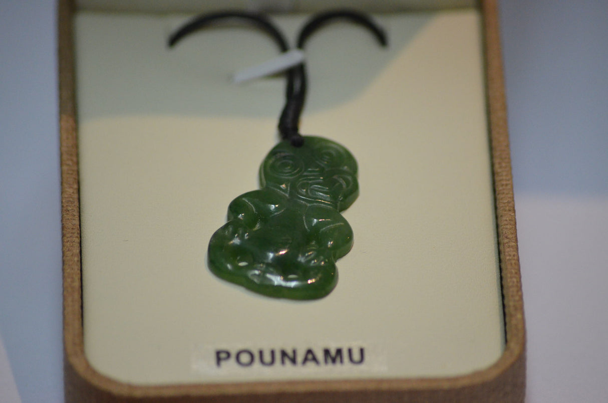 Genuine hand carved Hei Tiki Pounamu necklace